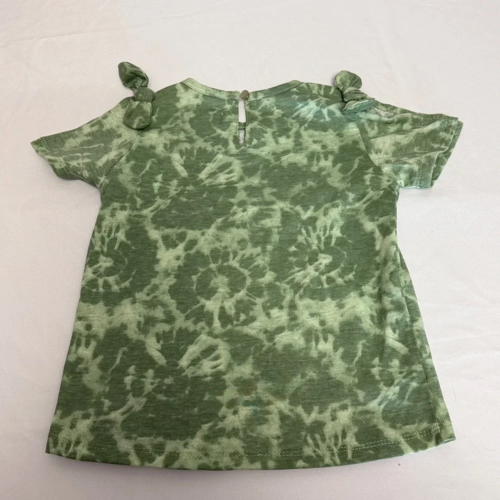7 For All Mankind Girls 3T‎ Denim Shortalls & Green Tie Dye T-Shirt Outfit Boho